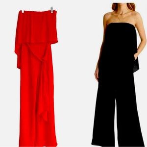 Vici Strapless Wide Leg Jumpsuit Red Orange Women's Size XL NWT